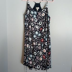 Loft Outlet Navy Blue Floral Tank Top Dress L
